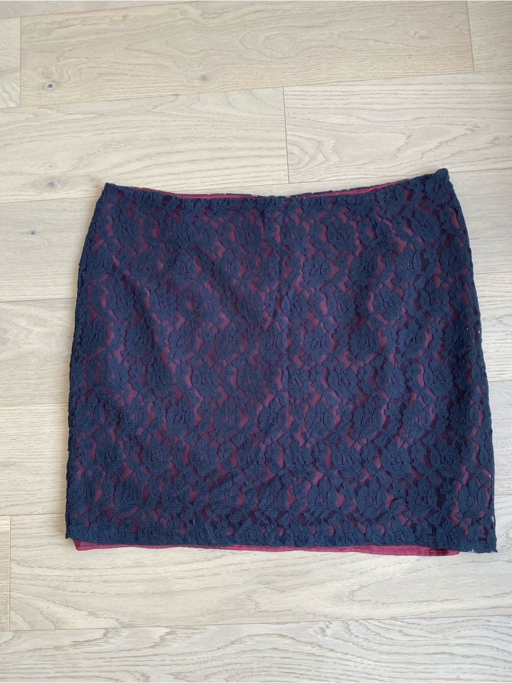 Lace Overlay Skirt with burgundy Underlay 2/$10